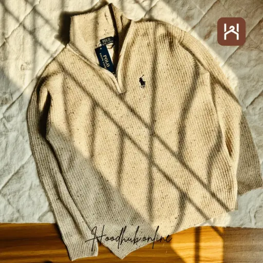 Men's Zipper Sweeter - Beige